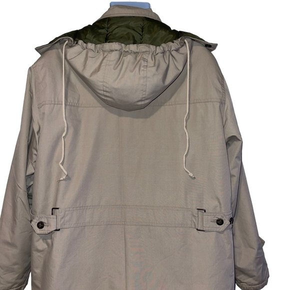 Vintage Field and Stream Khaki Coat Mens L Lined Insulated Pockets Hoodie Hooded - Picture 7 of 11
